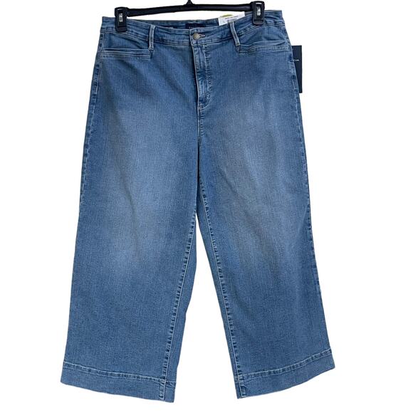 Charter Club SZ 14 Wide Leg Crop Jeans High-Rise Stretch Pockets Tummy Slimming - Picture 1 of 10